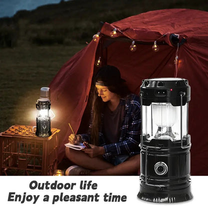 Foldable Waterproof Solar LED Emergency Lantern With Flashlight For Outages And Hiking