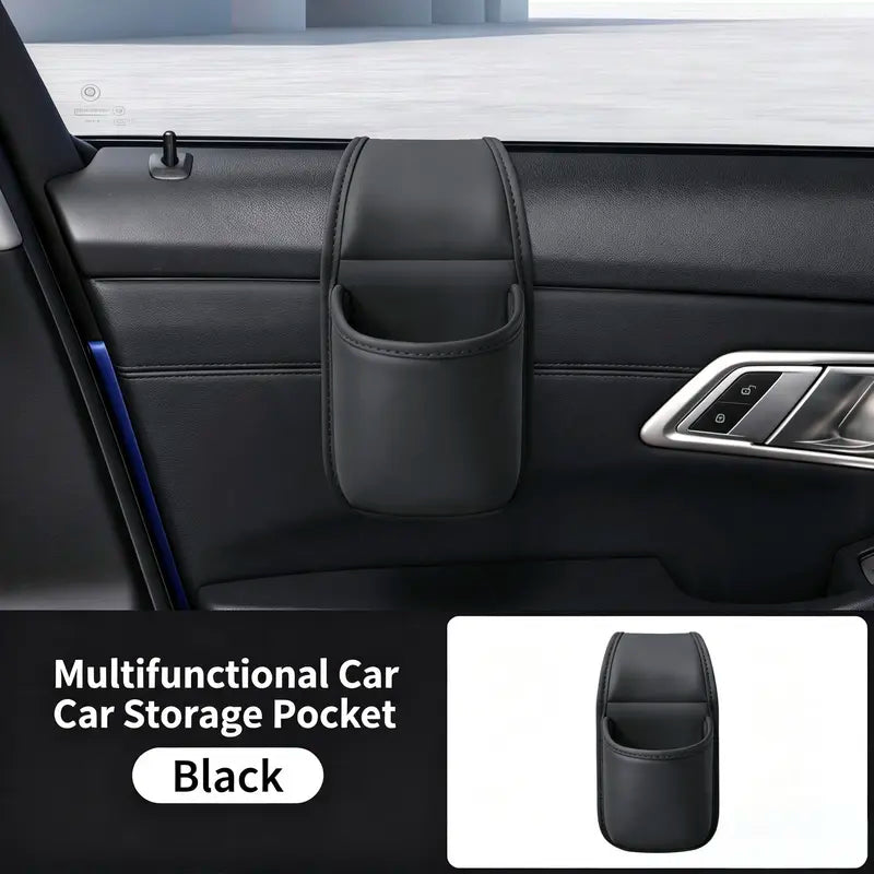 Car Door Storage Pocket Double Layer Scratch Proof Flannel Lining Residue Free Adhesive Organizer