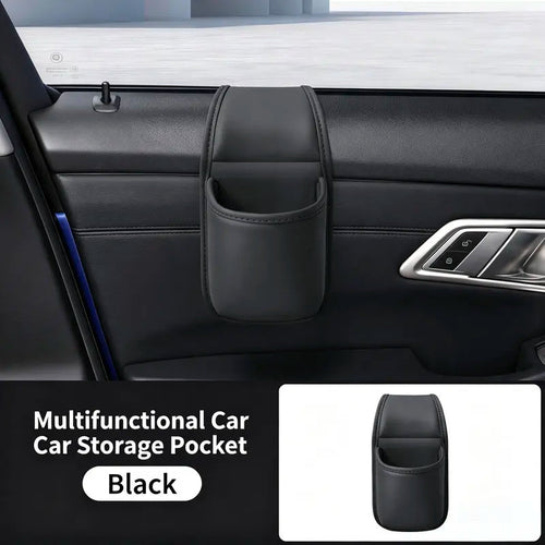 Car Door Storage Pocket Double Layer Scratch Proof Flannel Lining Residue Free Adhesive Organizer