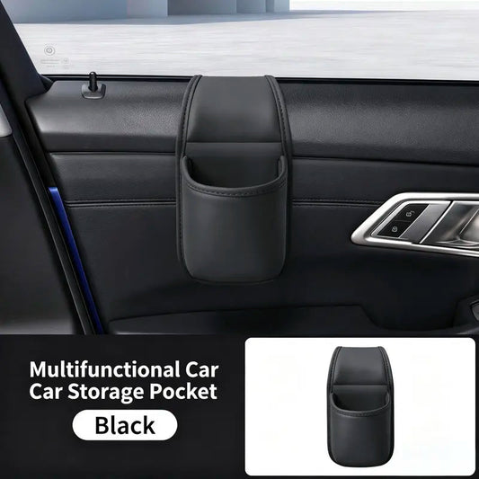 Car Door Storage Pocket Double Layer Scratch Proof Flannel Lining Residue Free Adhesive Organizer
