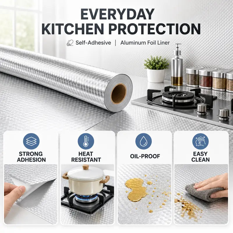 Self Adhesive Aluminum Foil Kitchen Backsplash Wallpaper