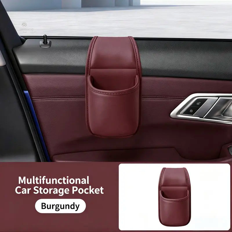 Car Door Storage Pocket Double Layer Scratch Proof Flannel Lining Residue Free Adhesive Organizer