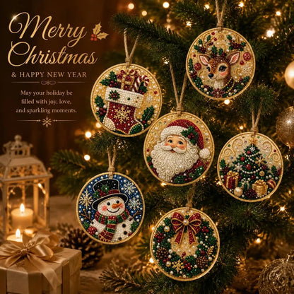 DIY Christmas Diamond Painting Ornament Kit Xmas Tree Hanging Pendant Handmade Craft Gift