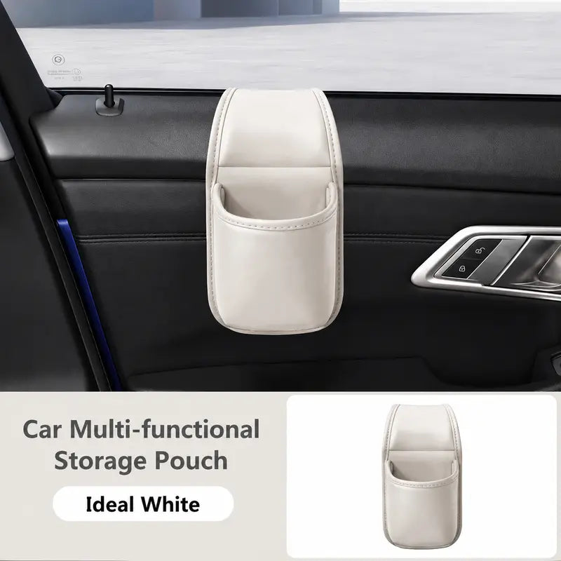 Car Door Storage Pocket Double Layer Scratch Proof Flannel Lining Residue Free Adhesive Organizer