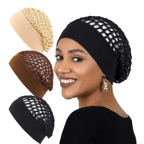 3-Piece Stretchy Wide-Edge Sleeping Cap Set – Soft Bonnet for Nighttime Hair Care & Shower Use