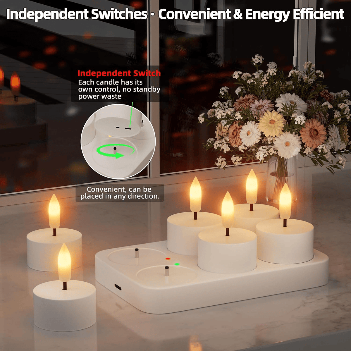 🕯️Rechargeable USB C Flameless Tealight Candles with Remote Timer Realistic Flame Home Decor