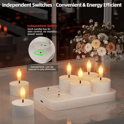 🕯️Rechargeable USB C Flameless Tealight Candles with Remote Timer Realistic Flame Home Decor