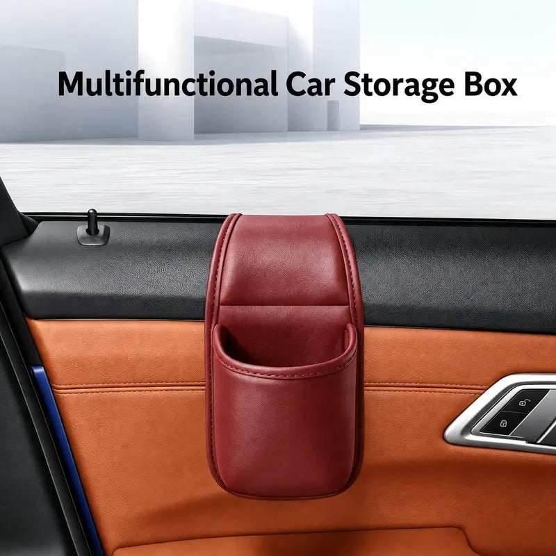 Car Door Storage Pocket Double Layer Scratch Proof Flannel Lining Residue Free Adhesive Organizer
