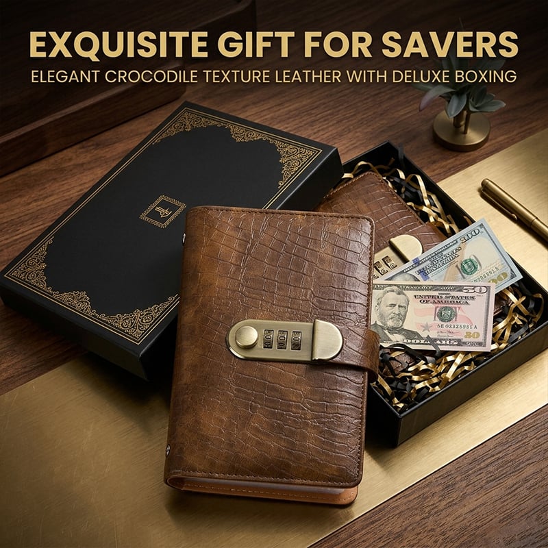 Lockable Savings Notebook - Digit Resettable Password Lock A6 Savings Notebook for Money & Important Items