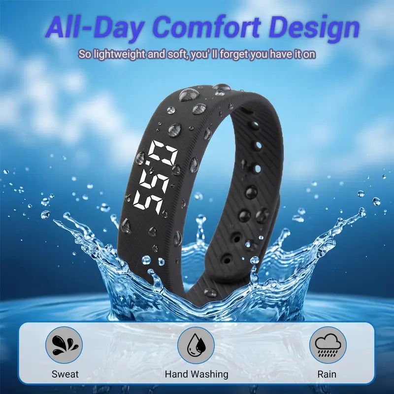Fitness Tracker with Silent Alarm Waterproof Band Step Counter Built in USB Plug No Cables Needed
