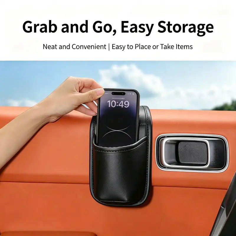 Car Door Storage Pocket Double Layer Scratch Proof Flannel Lining Residue Free Adhesive Organizer