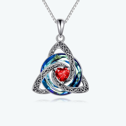 ✝️✨ Birthstone Celtic Knot Necklace – Trinity Crystal Pendant for Mom, Silver Plated Adjustable Chain, Faith Love Unity Birthday Gift💎❤️