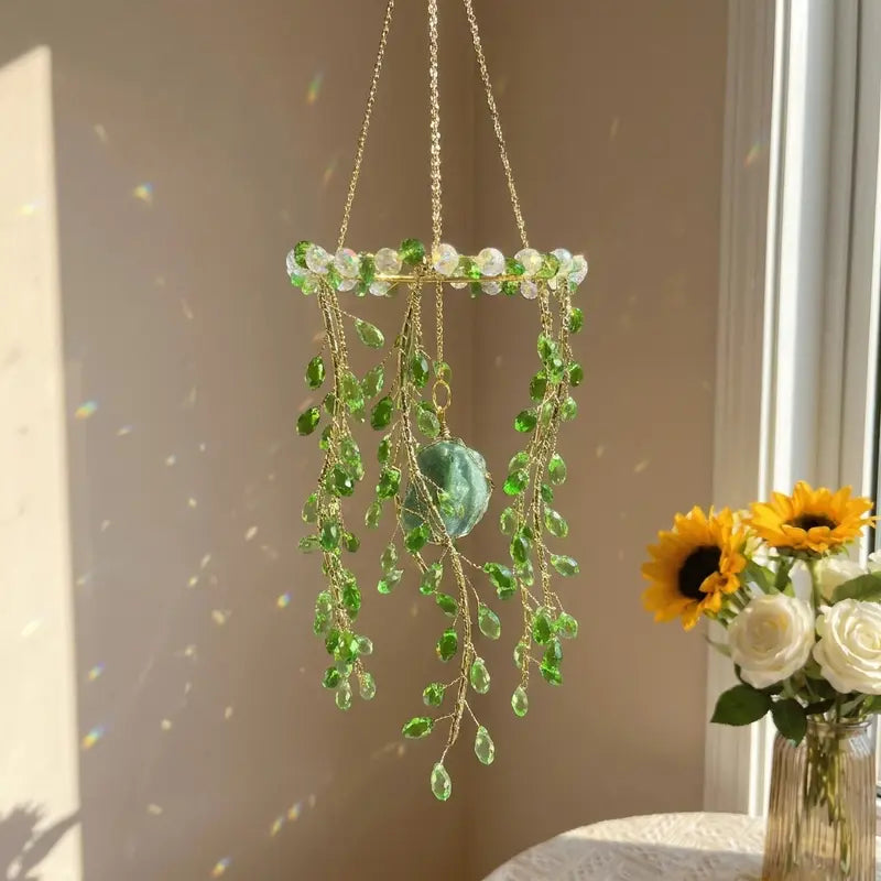 Crystal Rainbow Suncatcher Beaded Artificial Crystal Window Hanging Colorful Home Decor