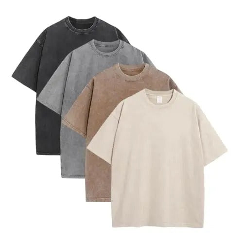 Back to School Distressed Cotton Couple Tees – Breathable Oversized Short Sleeve Tops