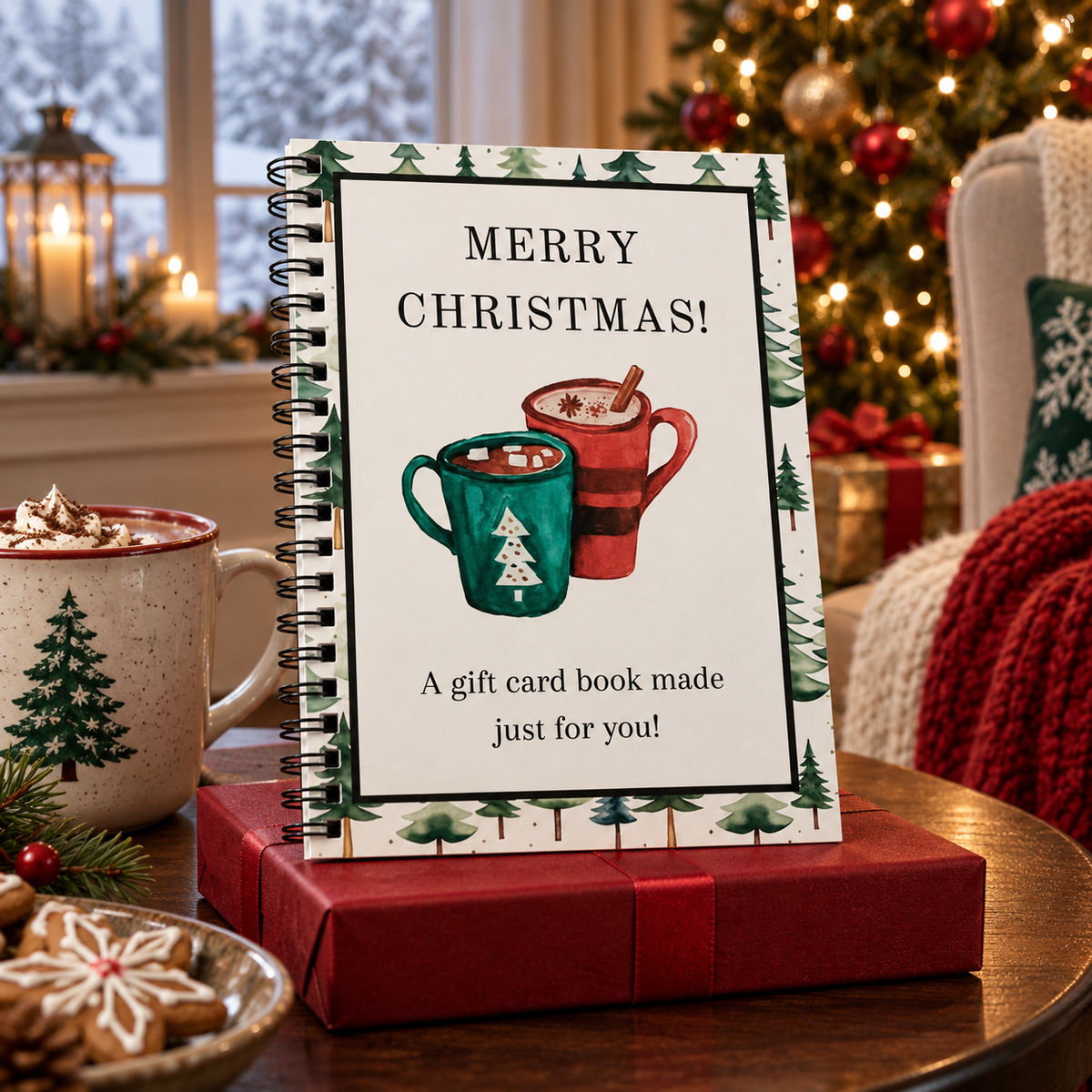 DIY Spiral Bound Merry Christmas Gift Card Album Surprise Page Holder Gift Planner Notebook