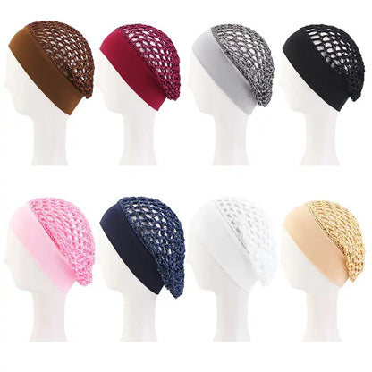 3-Piece Stretchy Wide-Edge Sleeping Cap Set – Soft Bonnet for Nighttime Hair Care & Shower Use