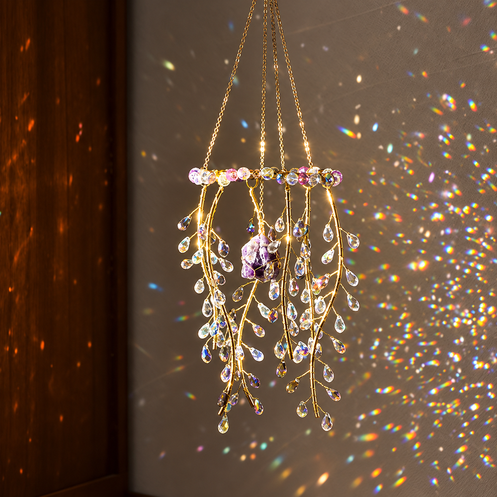 Crystal Rainbow Suncatcher Beaded Artificial Crystal Window Hanging Colorful Home Decor