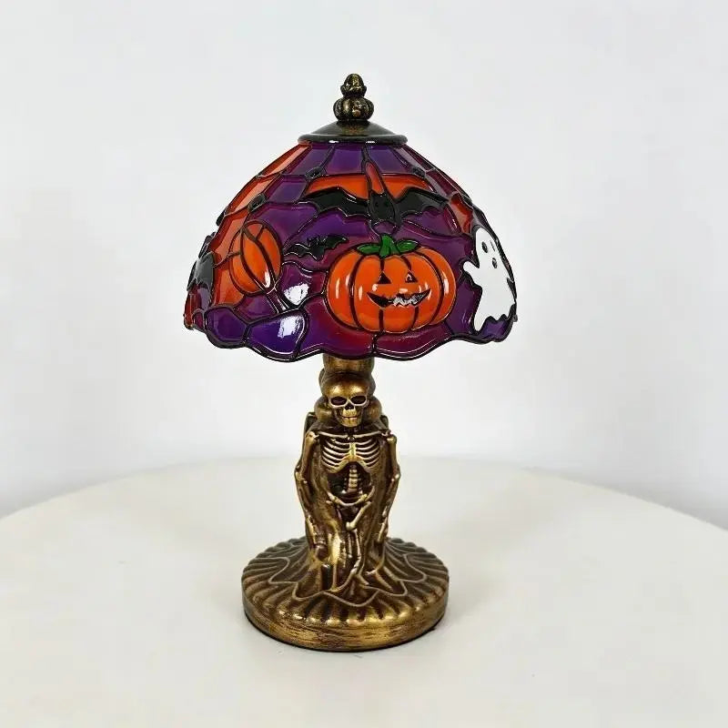 Halloween Retro Pumpkin Bat Desk Lamp – Vintage Glow Night Light