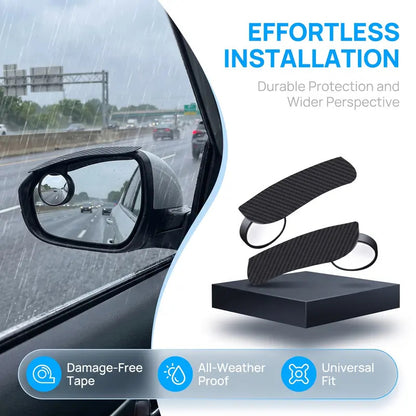 2 Piece Car Rearview Mirror Rain Visors 360 Degree Blind Spot Rain Guards