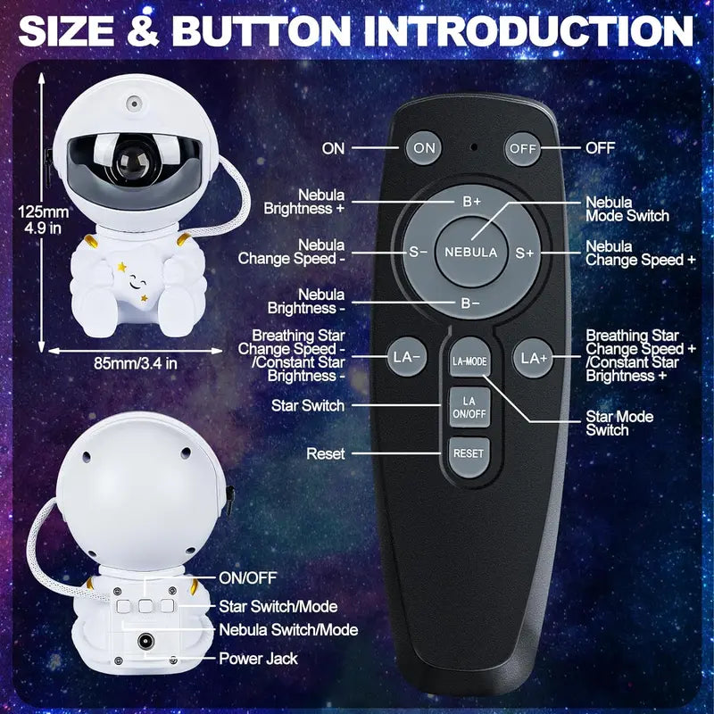 Christmas Astronaut Galaxy Star Projector Remote Control 360 Adjustable Nebula Lamp LED Room Decor Gift
