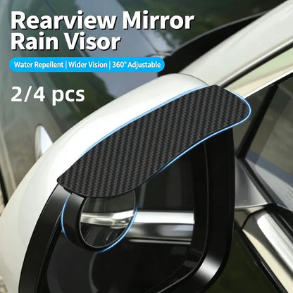 2 Piece Car Rearview Mirror Rain Visors 360 Degree Blind Spot Rain Guards