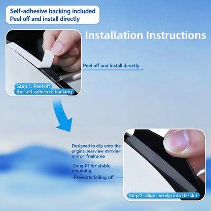2 Piece Car Rearview Mirror Rain Visors 360 Degree Blind Spot Rain Guards