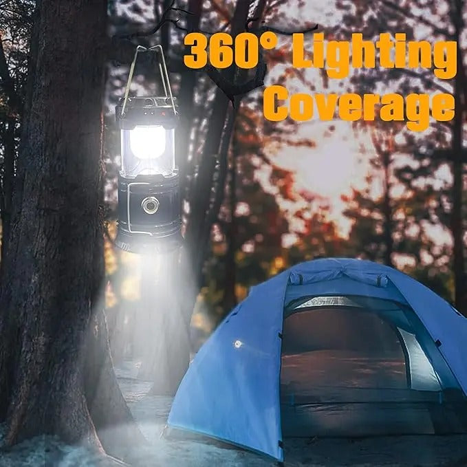 Foldable Waterproof Solar LED Emergency Lantern With Flashlight For Outages And Hiking