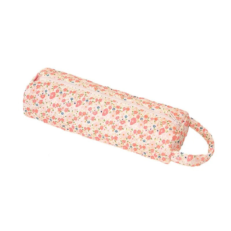 Quilted Multi-Purpose Makeup Pouch with Handle Large Capacity Travel Toiletry Organizer