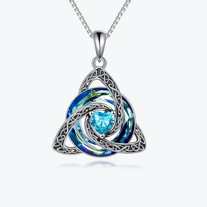 ✝️✨ Birthstone Celtic Knot Necklace – Trinity Crystal Pendant for Mom, Silver Plated Adjustable Chain, Faith Love Unity Birthday Gift💎❤️