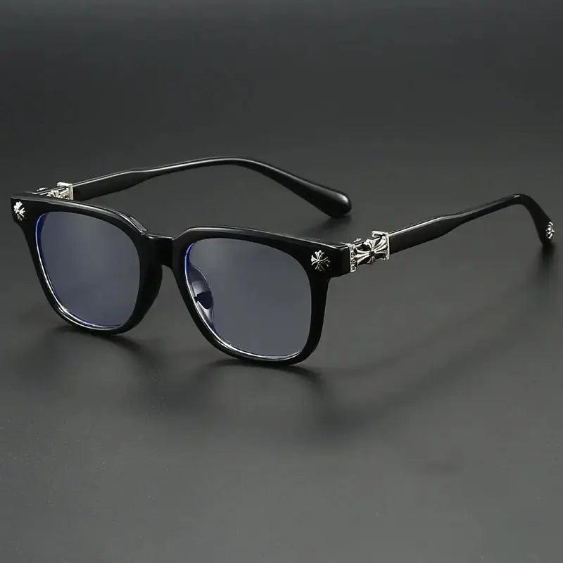 Anti Blue Light Fashion Metal Square Frame Flat Lens Reading Glasses