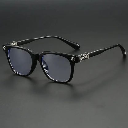 Anti Blue Light Fashion Metal Square Frame Flat Lens Reading Glasses