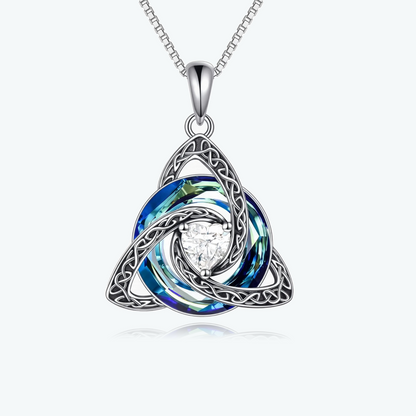 ✝️✨ Birthstone Celtic Knot Necklace – Trinity Crystal Pendant for Mom, Silver Plated Adjustable Chain, Faith Love Unity Birthday Gift💎❤️