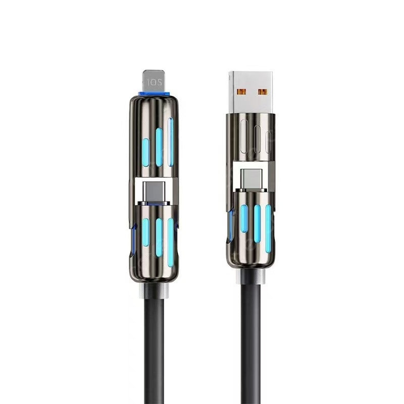 6.6FT 4 in 1 USB C Cable PD Fast Charging Data Sync USB A Type C Lightning Aluminum