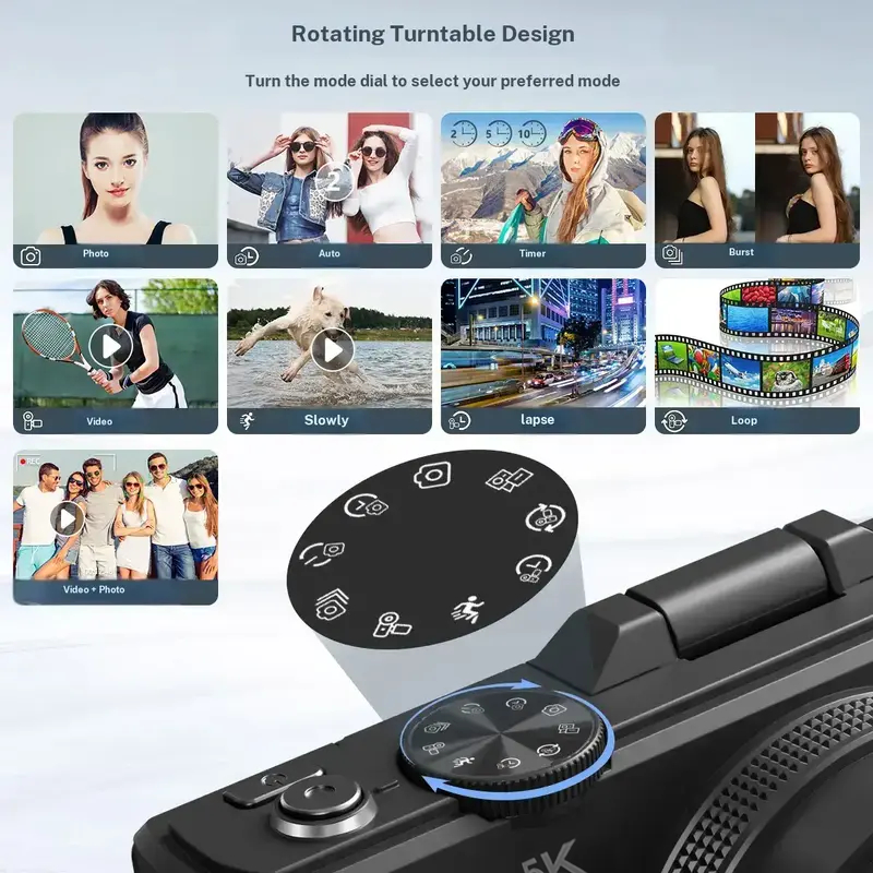 Point and Shoot Digital Camera 5K 64MP Flip Screen 18X Zoom 32GB Vlogging Camera