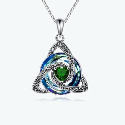 ✝️✨ Birthstone Celtic Knot Necklace – Trinity Crystal Pendant for Mom, Silver Plated Adjustable Chain, Faith Love Unity Birthday Gift💎❤️