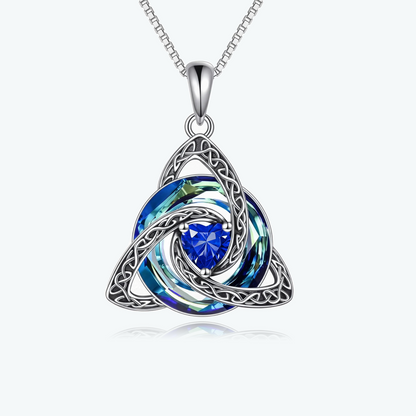 ✝️✨ Birthstone Celtic Knot Necklace – Trinity Crystal Pendant for Mom, Silver Plated Adjustable Chain, Faith Love Unity Birthday Gift💎❤️