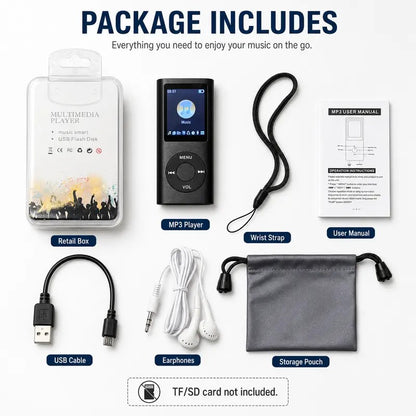 Compact Multi Function MP3 Player Portable LCD Screen No Memory Headphone Jack Offline Playback