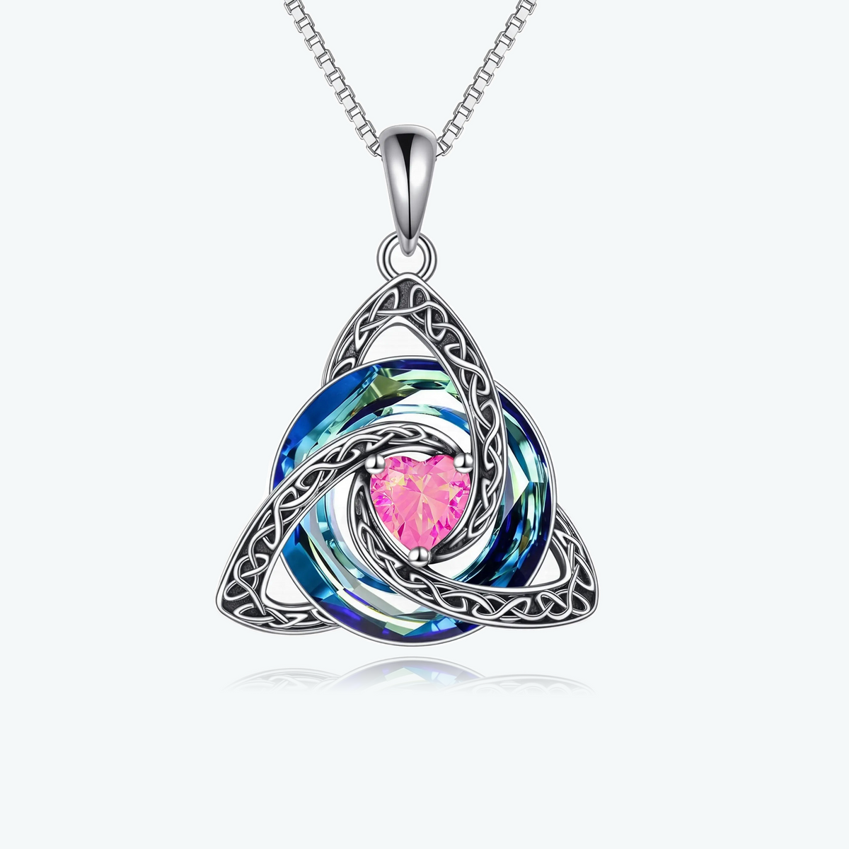 ✝️✨ Birthstone Celtic Knot Necklace – Trinity Crystal Pendant for Mom, Silver Plated Adjustable Chain, Faith Love Unity Birthday Gift💎❤️
