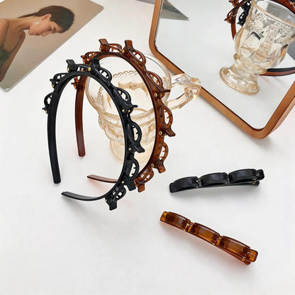 Anti Slip Toothed Grip Clip Cute All Day Wear for Daily Study Work Women's Minimalist Resin 2 Pack Headbands