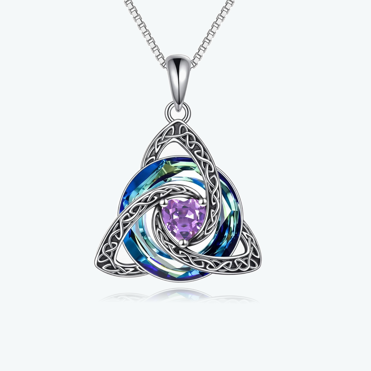 ✝️✨ Birthstone Celtic Knot Necklace – Trinity Crystal Pendant for Mom, Silver Plated Adjustable Chain, Faith Love Unity Birthday Gift💎❤️