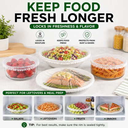 40% OFF Plastic Wrap Alternative for Food Storage Elastic Kitchen Bowl & Plate Lids Disposable Stretch Food Covers