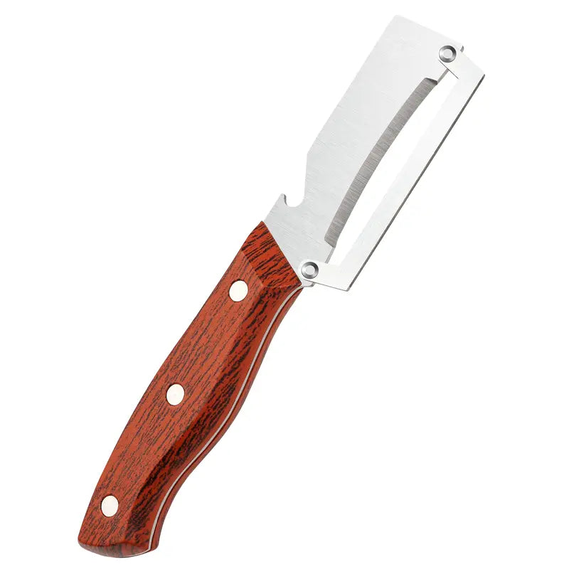 Stainless Steel Sharp Peeler Wooden Handle Built In Bottle Opener