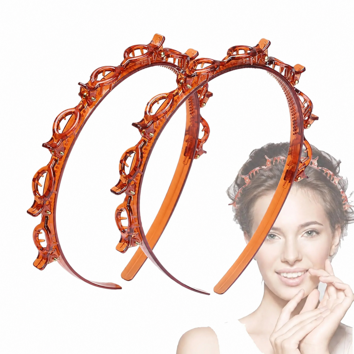 Anti Slip Toothed Grip Clip Cute All Day Wear for Daily Study Work Women's Minimalist Resin 2 Pack Headbands