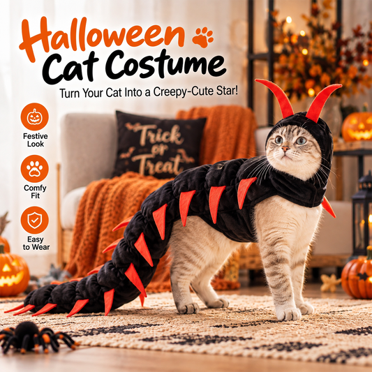 Halloween Cat Centipede Costume – Hooded Creepy Crawly Pet Outfit