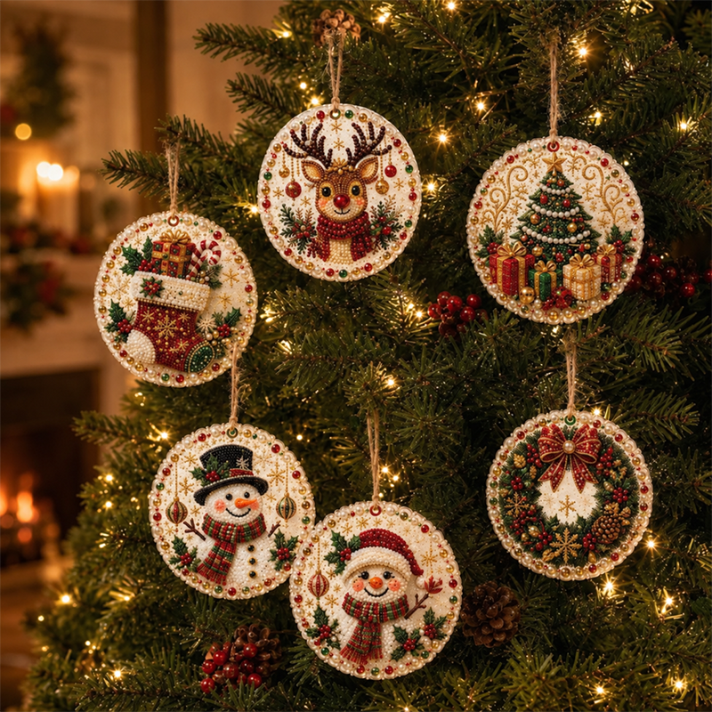 DIY Christmas Diamond Painting Ornament Kit Xmas Tree Hanging Pendant Handmade Craft Gift
