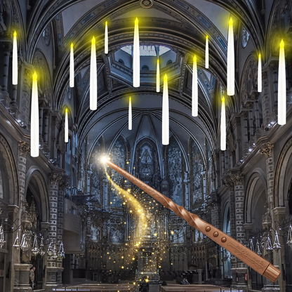 Christmas & Halloween Flameless LED Floating Candles – Magic Wand Remote & 12 Hooks