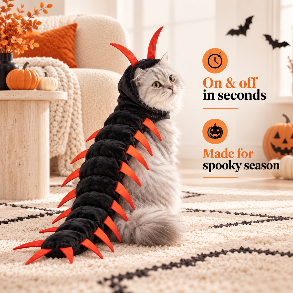 Halloween Cat Centipede Costume – Hooded Creepy Crawly Pet Outfit