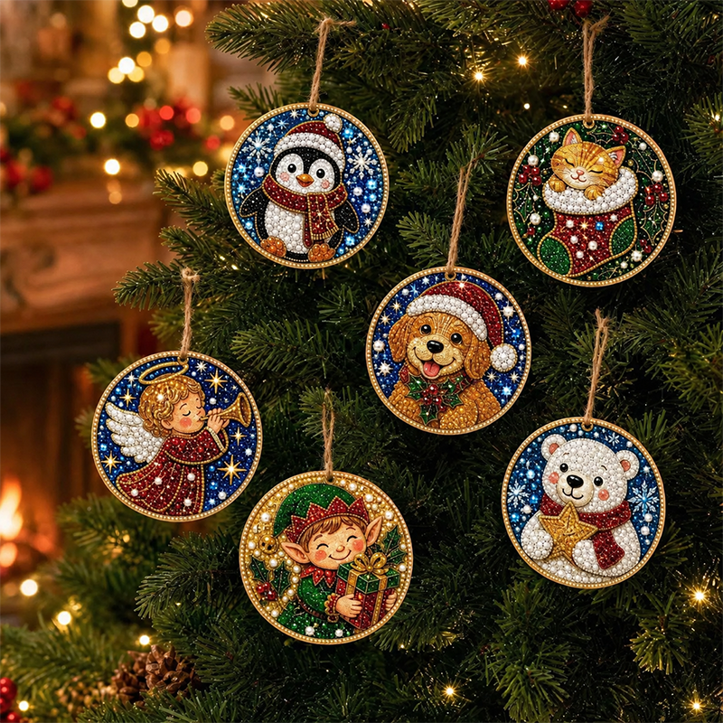 DIY Christmas Diamond Painting Ornament Kit Xmas Tree Hanging Pendant Handmade Craft Gift