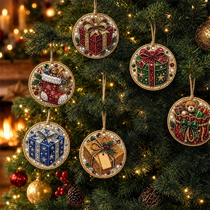 DIY Christmas Diamond Painting Ornament Kit Xmas Tree Hanging Pendant Handmade Craft Gift