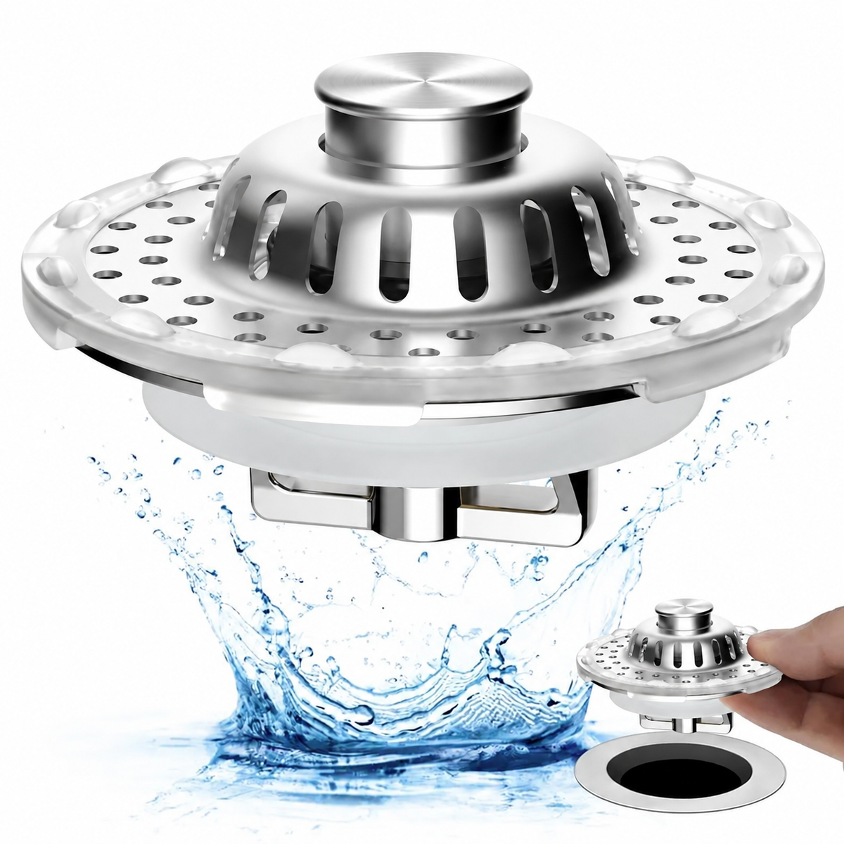 3-in-1 Bathroom Decor Sink Stopper - Anti-Clogging Quick Drain